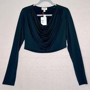 Open Edit Cowl Neck Long Sleeve Blouse-Black-Womens M-Evening-Date Night-NEW-NWT